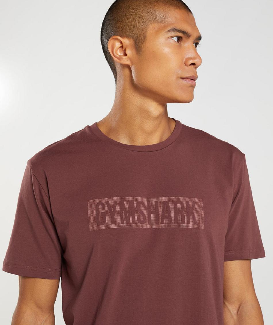 T Shirts Gymshark Block Hombre Rosas Marrones | CO 3290XYU